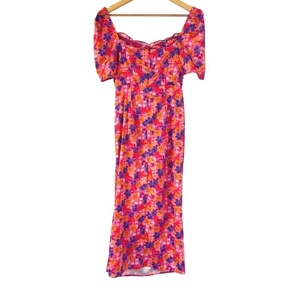 FORE Rio Midi Sheath Dress In Pink Multi Floral Womens Size S *EUC - Picture 4 of 12